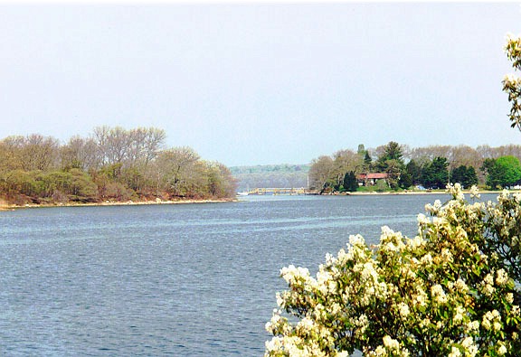 View between Ram Island and Harbor Island from our front lawn. Kagels Rhode Island Cottages.